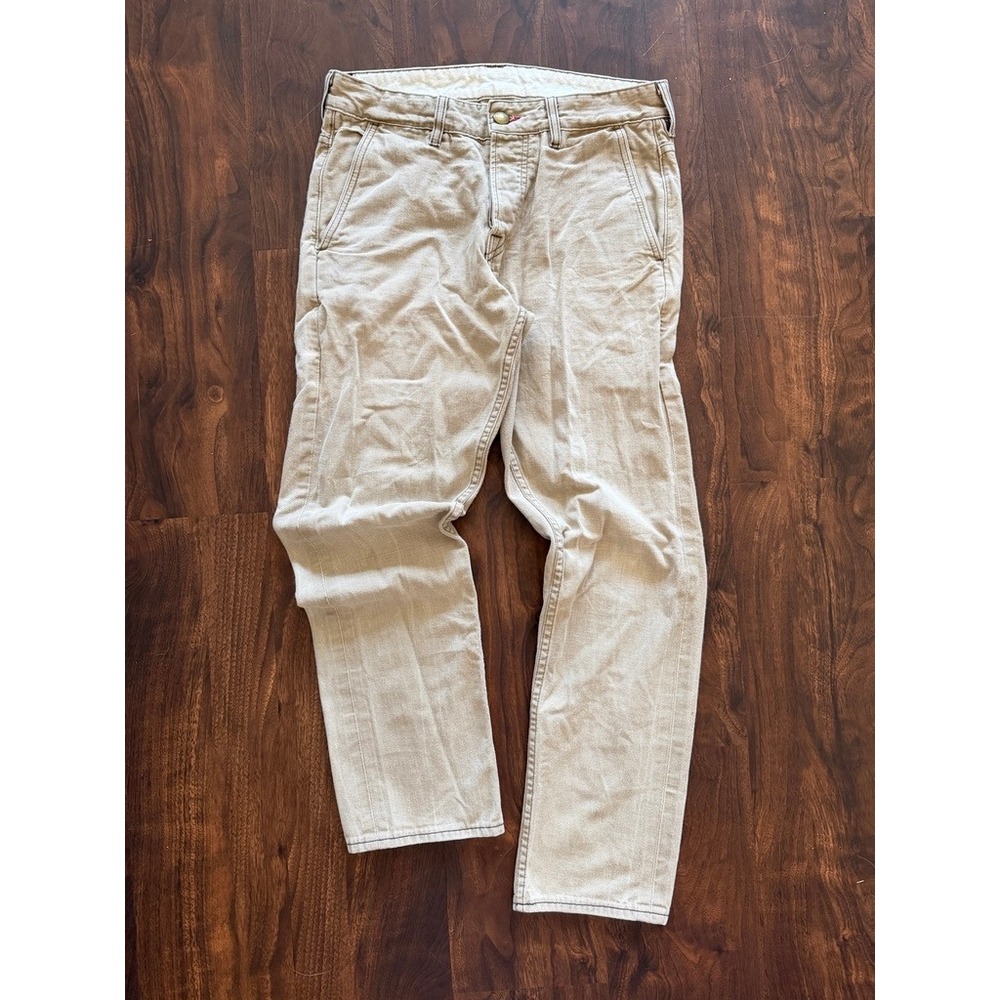Agave Denimsmith Men's Classic Straight Khaki Selvage Pants Harp Beige Jeans USA